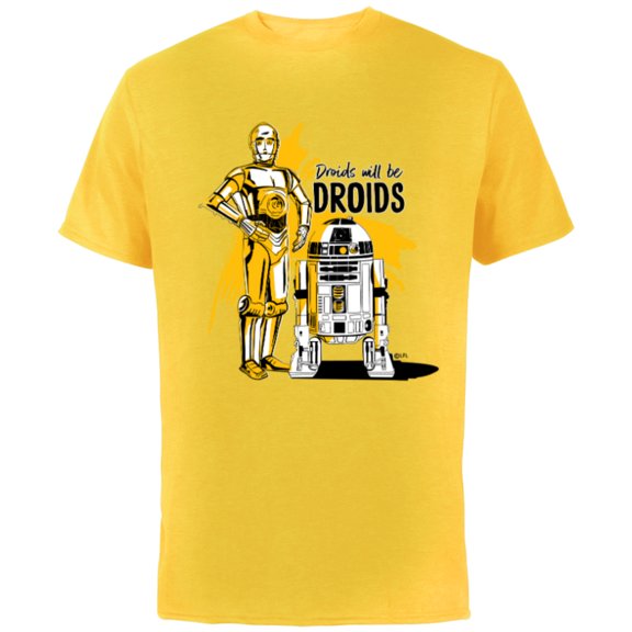 Star Wars C-3PO & R2-D2 Droids Will Be Droids - Short Sleeve Cotton T-Shirt for Adults - Customized-Yellow