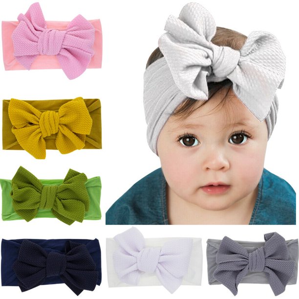 Baby Cotton Big Bow Tie Head Wrap Turban Top Knot Headband Newborn Girl Headwear