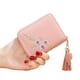 thumbnail image 1 of Monedero corto para estudiante con bordado de flores de cuero PU color rosa, 1 of 5