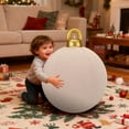 thumbnail image 5 of 15.7 In Giant Inflatable Velvet Christmas Balls, Large Outdoor Holiday Decorations, Flocked Pvc Christmas Ornaments For Yard, Porch & Garden, Blow Up Xmas Decorations For Indoor & Outdoor Use, 5 of 10