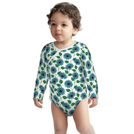 

Haiem Blue Sunflowers Printed Unisex-Baby Long Sleeve Onesies Bodysuits Unisex Babies Snap-Up Rompers-2 Years