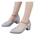 thumbnail image 1 of Vedolay Pumps Shoes High Heels for Women,Women's Clip Toe Ankle Buckle Strap High Heels Shoes,Silver 7.5, 1 of 5