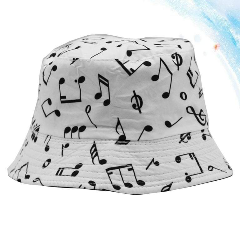 HEMOTON 1Pc Bucket Hat Fashion Music Note Pattern Fisherman
