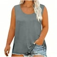 thumbnail image 1 of Roncen Camisoles en Coton Grande Taille pour Femmes Coupe Ample Été Sans Manches T-Shirt pour Dames Col Rond Tunique Fluide, 1 of 7