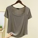 thumbnail image 2 of Camiseta de Manga Corta Mujeres Moda de Verano Yoga Casual Cuello Cuadrado Delantero Hombro Recto Cuello Redondo Superior, 2 of 4