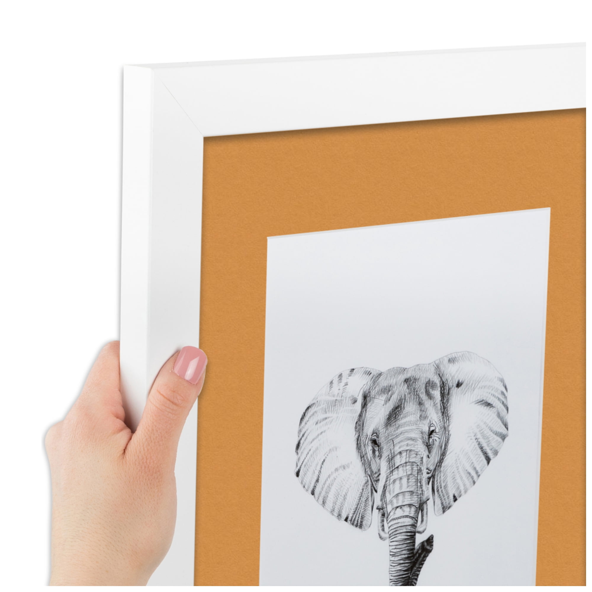 ArtToFrames Collage Photo Picture Frame with 9 - 3.5x5" Openings, Framed in White with Amber and Black Mats (CDM-3966-1045)