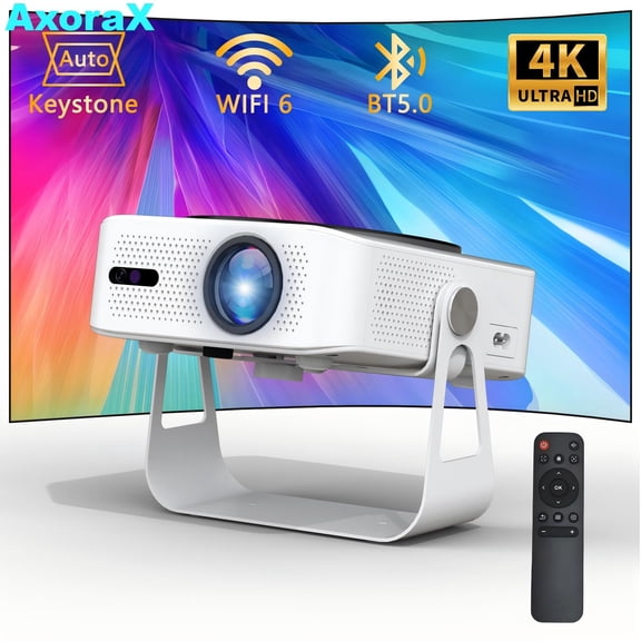 Mini Projector with WiFi and Bluetooth,4K Support Native 1080P Portable Outdoor Movie Projector,400 ANSI Projector with Dual Band WIFI6 5G 2.4G,Auto Focus/Keystone,50''-200'' Screen Video Projector