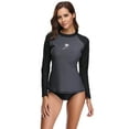 thumbnail image 1 of Attraco Women's Long Sleeve Rash Guard Color Block Swimwear UPF 50+ Running Swimming Shirt, 1 of 6