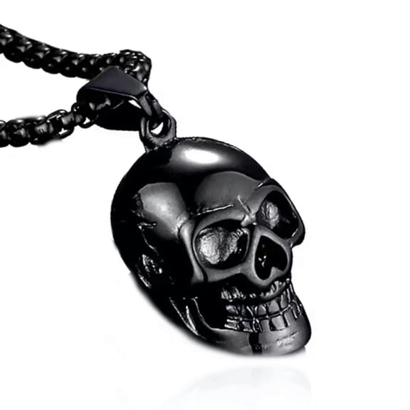 GKNET Men's Black Skull Skeleton Pendant Necklace Punk Gothic Rock Delicate Jewelry Chain 24"