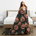 thumbnail image 5 of DouZhe Ultra-Soft Micro Fleece Lightweight Flannel Bed Blanket, Cute Pumpkin Happy Halloween Print Cozy Warm Throw Blankets, 60"x50", 5 of 7