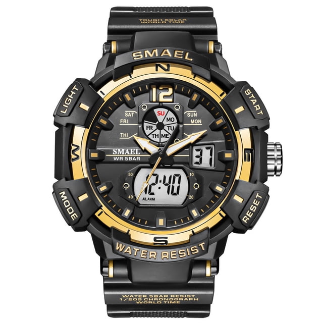 SMAEL Men Military Watch 50m Waterproof Wristwatch LED Quartz Clock Digital Sports Watches