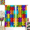 thumbnail image 3 of Puzzle Kitchen Curtains, Colorful Puzzle Pieces Fractal Children Hobby Activity Leisure Toys Cartoon Image, Window Drapes Set 2 Panels,42x45 Inches, 3 of 8