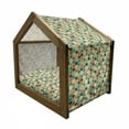 thumbnail image 2 of Retro Pet House, Hexagonal Shapes Honeycomb Geometric Pattern with Grunge Effect and Retro Colors, Outdoor & Indoor Portable Dog Kennel with Pillow and Cover, 5 Sizes, Multicolor, by Ambesonne, 2 of 5