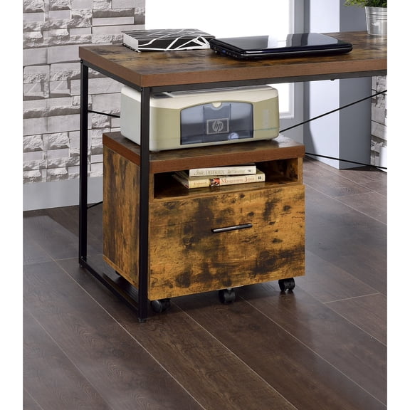 Bob Weathered Oak & Black Finish File Cabinet Home Office Storage Cabinet for Documents & Supplies