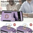 thumbnail image 6 of ELEHOLD for Google Pixel 6 Case with Ring Holder, Pixel 6 Wallet Case with RFID Blocking Card Holder Wristlet Strap, Magnetic Button Flip Folio Kickstand Shockproof Phone Cover,Purple, 6 of 10
