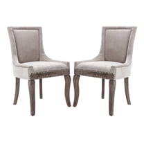 IVV Modern Upholstered Linen Dining Chairs Set of 2, High Back Tufted Seat with Nailhead Detail and Wooden Legs, 300 lbs Capacity (Beige)