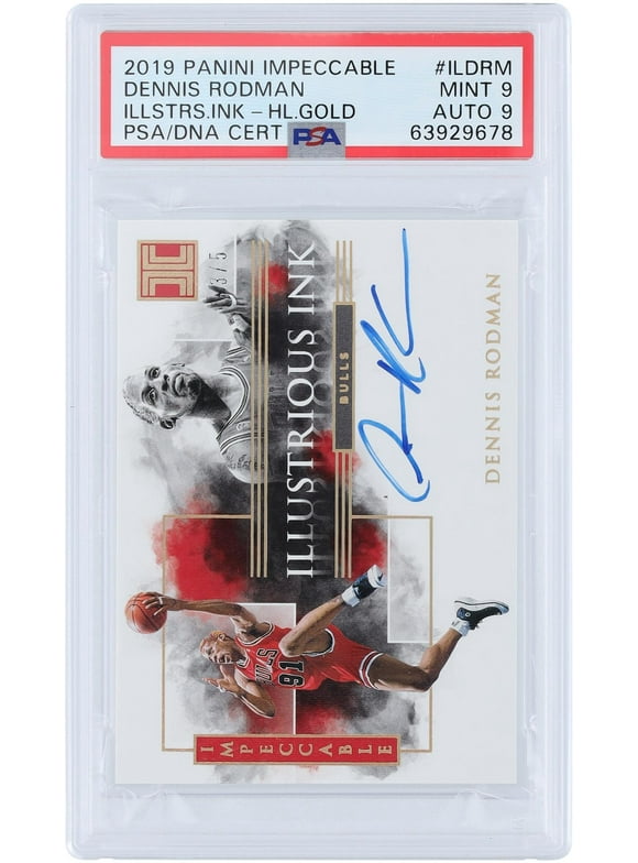 Dennis Rodman Chicago Bulls Autographed 2019 Panini Impeccable Gold #IL-DRM #3/5 PSA Authenticated 9/9 Card - Fanatics Authentic Certified