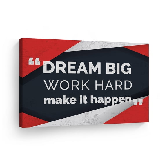 Smile Art Design Dream Big Work Hard Make It Happen Quote Motivational Wall Art Canvas Print Inspirational Home Decoration - Made in the USA- 30x40