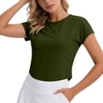 thumbnail image 4 of HONHUZH Workout Tops for Women Open Back Casual Short Sleeve Workout Shirts Y2k Crop Athletic Gym Yoga Running Tees, 4 of 7