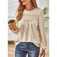 thumbnail image 3 of Corabera Womens Plus Size Tops Cute Swiss Dot Flowy Work Blouses for Women Boho Pullover Round Neck Tunic Long Sleeve Apricot 3XL, 3 of 7