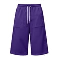 thumbnail image 7 of Men's Capri Pant Baggy Below Knee Summer Sweat Shorts Elastic Waist Athletic Casual Big Pocket 3/4 Pants, 7 of 7