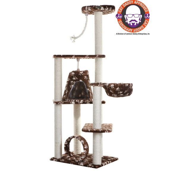 Armarkat Classic Cat Tree Model A6601, 66 inch Saddle Brwon W/White Paw Print