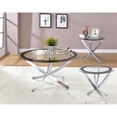 thumbnail image 3 of Pemberly Row 3-piece Round Glass Top Metal Base Coffee Table Sets Chrome & Black, 3 of 5