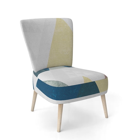 Designart "Geometrical Composition Triangles II" Upholstered Modern Accent Chair - Arm Chair