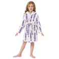 thumbnail image 6 of FORMRS Niños Bathrobe Unisex Hooded Robe Soft Plush Pajamas Sleepwear, Size 2-3T, Lavender Pattern, 6 of 7