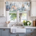 thumbnail image 2 of Thanksgiving Coastal Farmhouse Short Window Curtain Valances, Autumn Pumpkin Coral Blue Starfish Rod Pocket Kitchen Valances for Living Room Bedroom Bathroom Cafe 60" x 18", 2 of 8