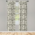 thumbnail image 3 of Ambesonne Dahlia Curtains, Vintage Garden Design, Pair of 28"x63", Beige Dark Green, 3 of 5