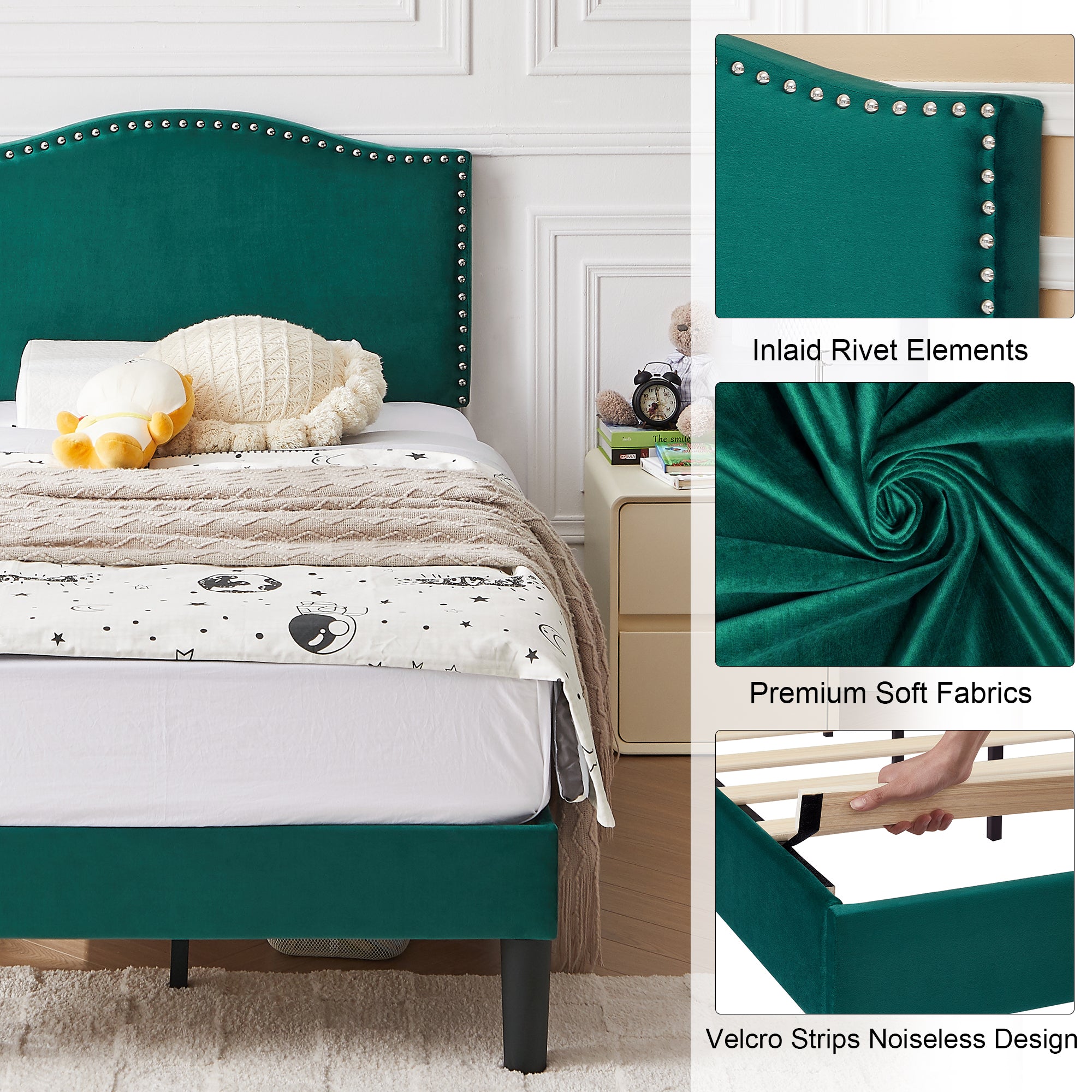 VECELO Twin Bed Frame Platform Bed Frame with Upholstered Headboard, Strong Frame and Heavy-Duty Slats Support, Non-Slip and Noise-Free, Easy Assembly,Pink