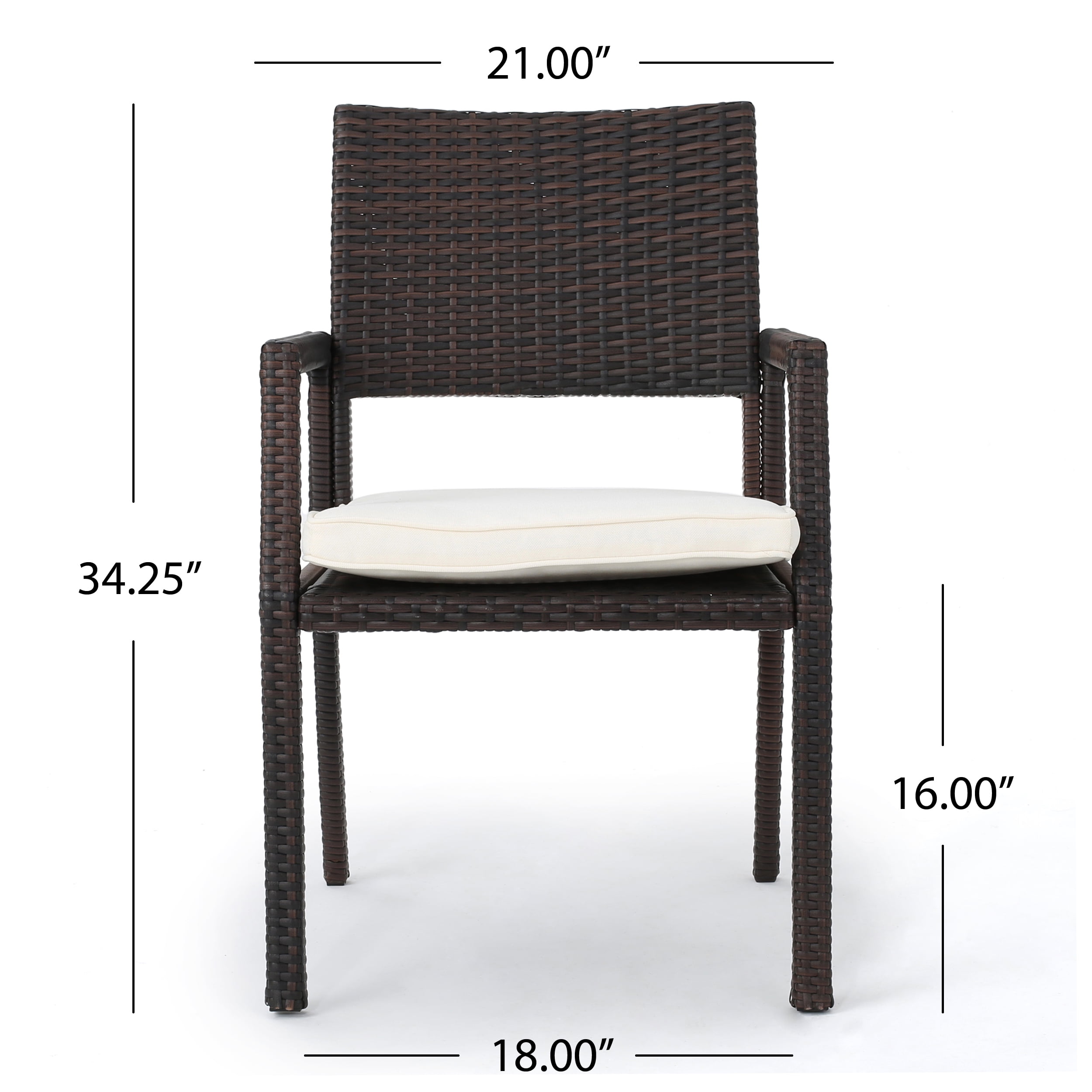Outdoor 7-piece Wicker Rectangular Dining Set,Multibrown,White