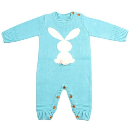 

Maxcozy Newborn Baby Girl Boy Bunny Knitted Romper Jumpsuit Bodysuit Outfits Clothes