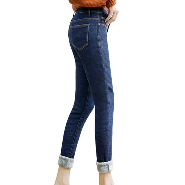 prosa bøf Krav Women Warm Fleece Lined Jeans Stretch Skinny Winter Thick Jeggings Denim  Long Pant - Walmart.com