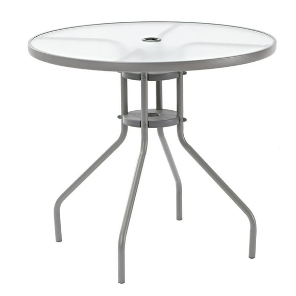 Mesa de Comedor Naterial Acero con Cristal Apta para exterior Modelo Elias