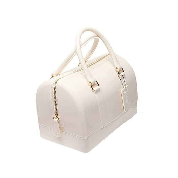 MIFORINES Bolso de mano con asa superior en forma de almohada de gelatina de verano para mujer, bolso de cristal transparente de Color caramelo