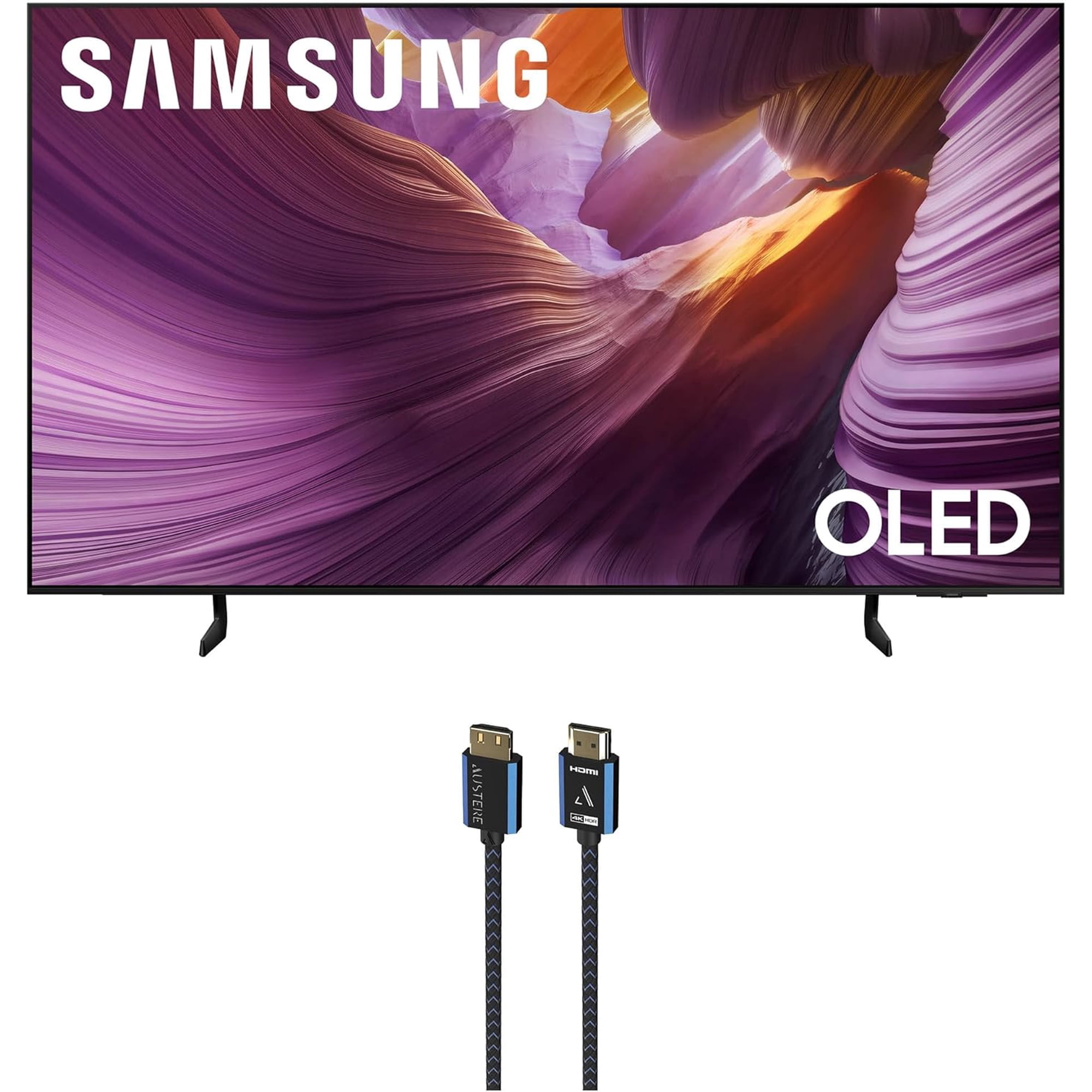 Samsung QN77S85FAEXZA 77 Inch OLED HDR 4K Smart TV with an Austere 5S-4KHD2-2.5M V-Series 2.5m Premium 4K HDR HDMI Braided Cable (2025)