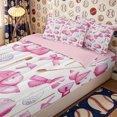 thumbnail image 3 of Meiyoeat Watercolor Golf Pattern Zipper Full Size Comforter Sets with Fitted Sheet and 2 Pillowcases, Kawaii Ribbon Bow Zipper Bedding Set,4pcs,Pink Reversible, 3 of 6
