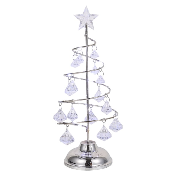 GOOHOCHY Adorno de árbol de Navidad de cristal con arte de hierro creativo, luz nocturna, adorno de escritorio