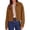 Brown, variant on Women's Faux Suede Cropped Fall Jackets,Soft Zip Up Coats,Classic Lapel Collar,Button Down Shacket,Oversized Casual Outerwear,Trendy Winter Clothes with Pockets