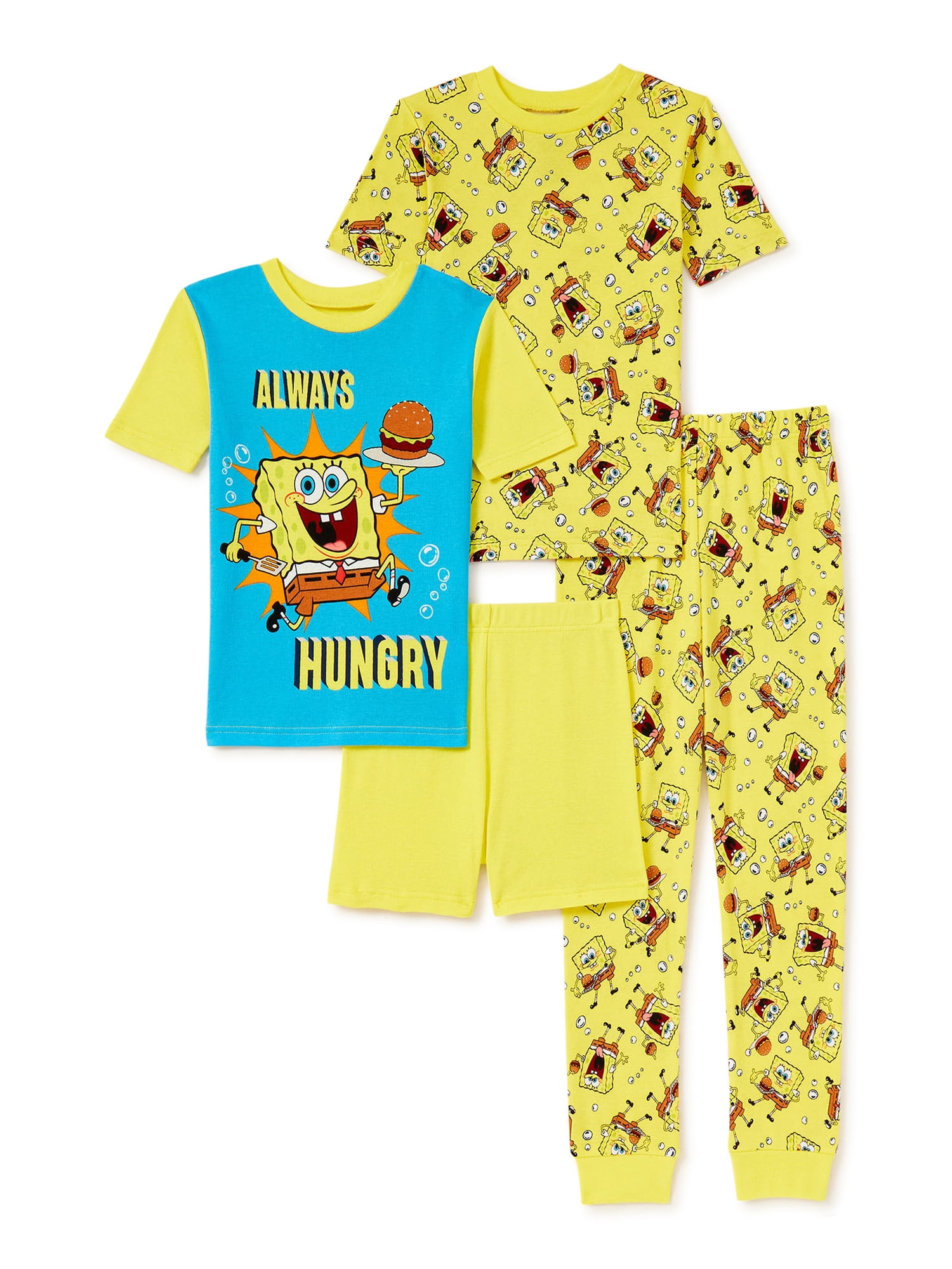 SpongeBob Boys Cotton Pajama Set, 4Piece