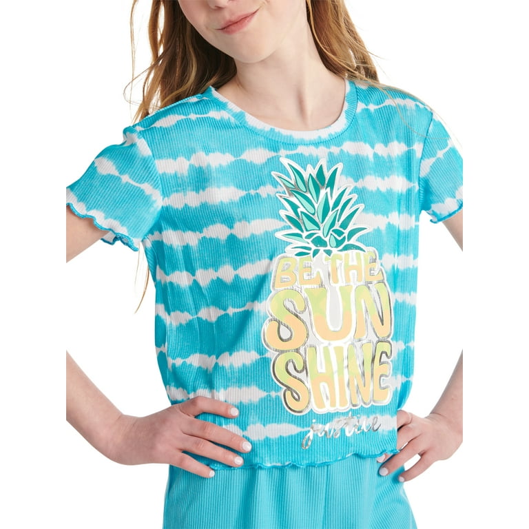 Justice Girls Rib Short Sleeve Tee and Pajama Short 2 piece Sleep