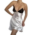 thumbnail image 2 of hirigin Women Mini Dress, Sleeveless Halterneck Backless Lacing Patchwork Dress for Club Party, 2 of 4