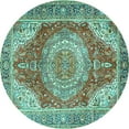 thumbnail image 1 of Ahgly Company Indoor Round Medallion Turquoise Blue Traditional Area Rugs, 3' Round, 1 of 4