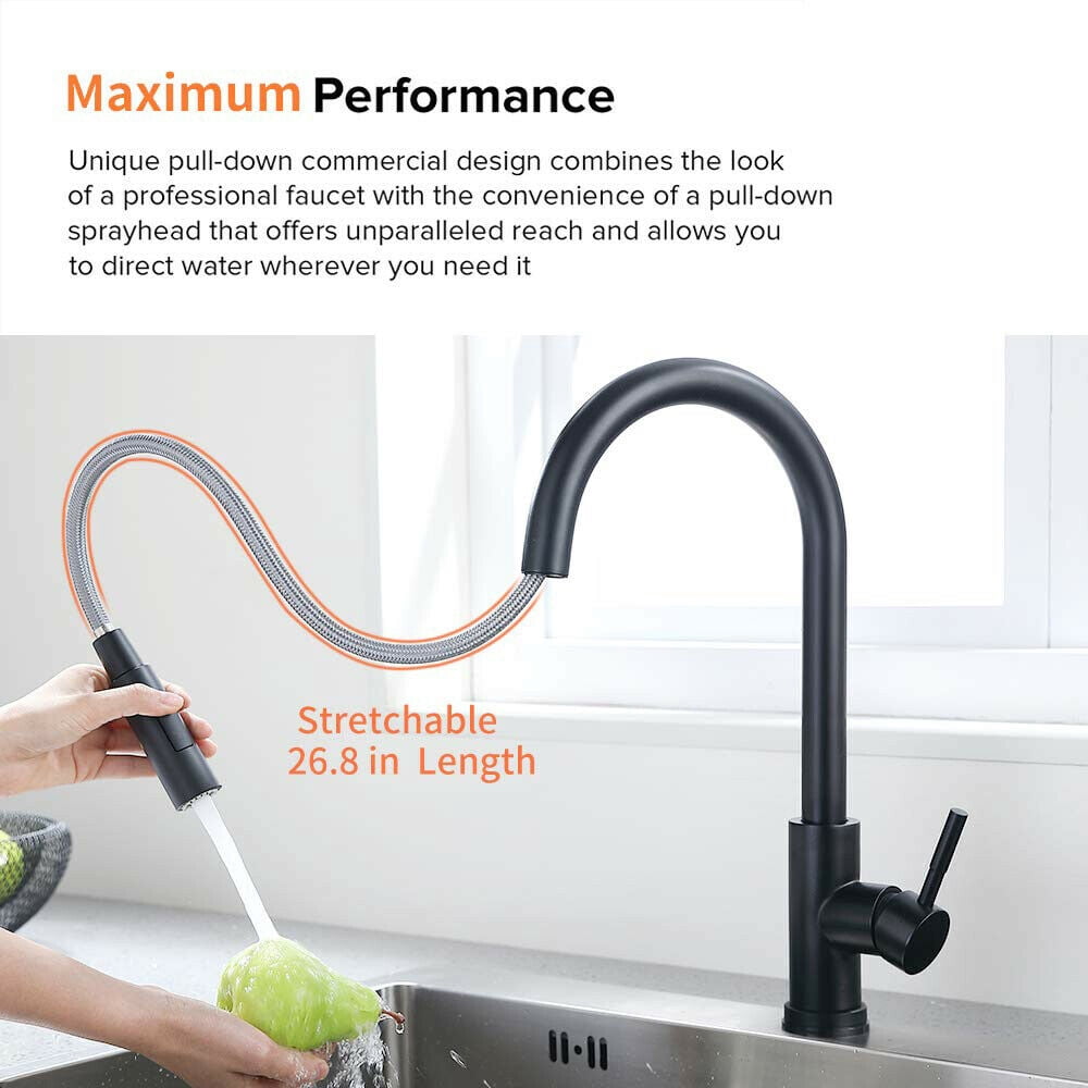 Zovajonia Automatic Touch Sensor Swivel Kitchen Faucet with Pull down Sprayer Matte Black