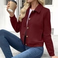 thumbnail image 6 of DeHolifer Womens Jackets Casual Solid Color Cropped Coats Button Down Winter Shackets Wine XXL, 6 of 8