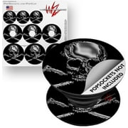 Decal Style Vinyl Skin Wrap 3 Pack for PopSockets Chrome Skull on Black (POPSOCKET NOT INCLUDED) by WraptorSkinz