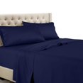 thumbnail image 1 of Royal Tradition Solid 600-Thread-Count, 100-Percent Cotton, 22-Inch Super Deep Pocket California King Bed Sheets Set, Navy, 1 of 4