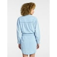 thumbnail image 5 of Time and Tru Women's Belted Denim Mini Shirtdress with Long Sleeves, Sizes XS-XXXL, 5 of 6